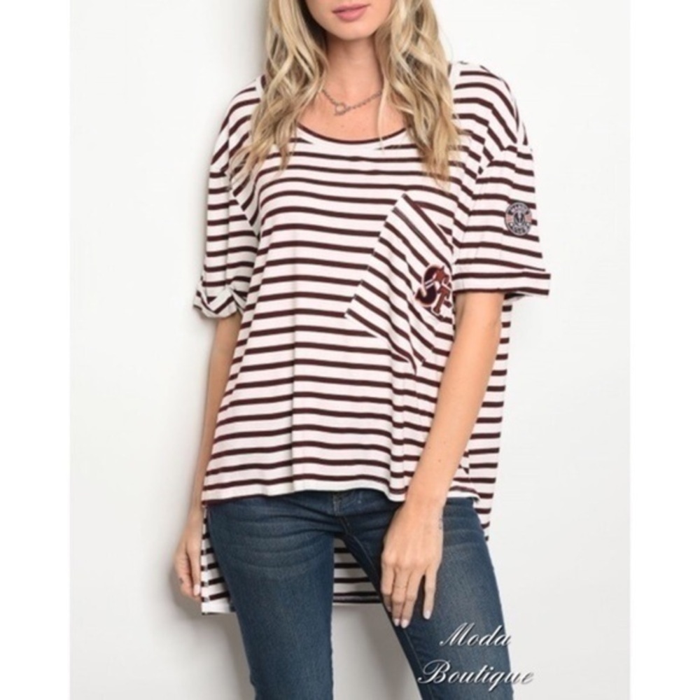 IVORY WINE WITH STRIPES TOP